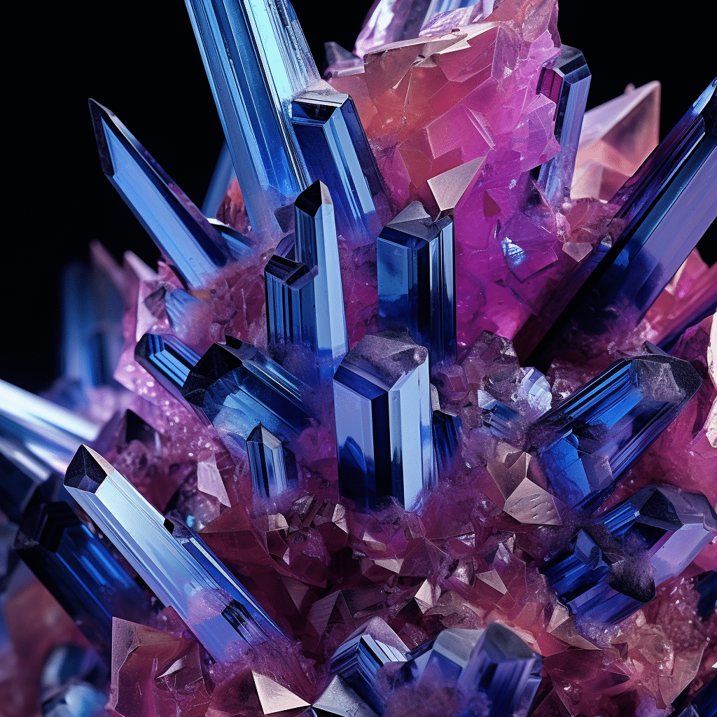 Microscopic view of the aegirine crystal structure showcasing its unique pointed crystals